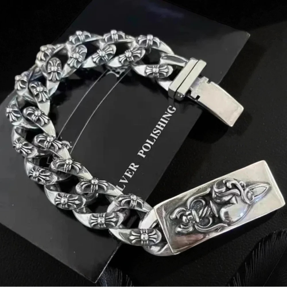 Stainless Steel Vintage Style Cross Unisex Bracelet Chain Link